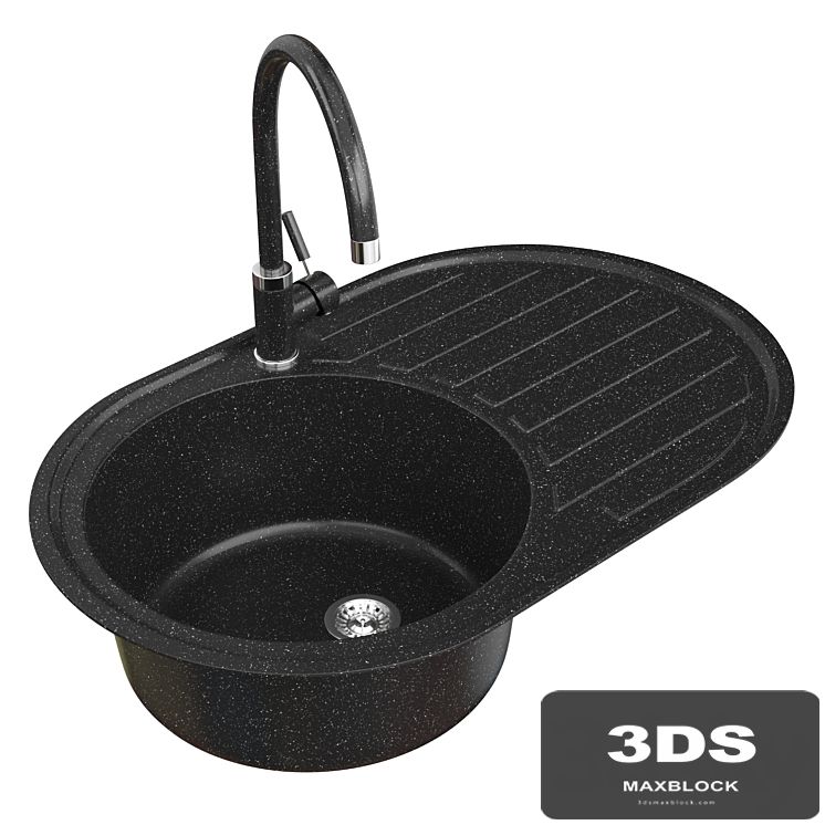 Fabiano Arc Black Sink and Faucet Fabiano Fkm Set
