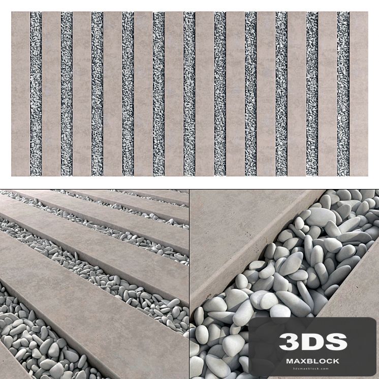 Paving long line plate pebble n1 / Paving long line plate with pebbles