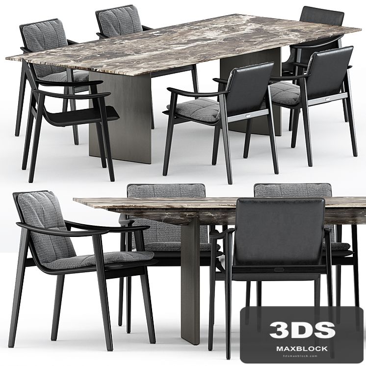 FYNN chair and LINHA DINING TABLE 3 by Minotti