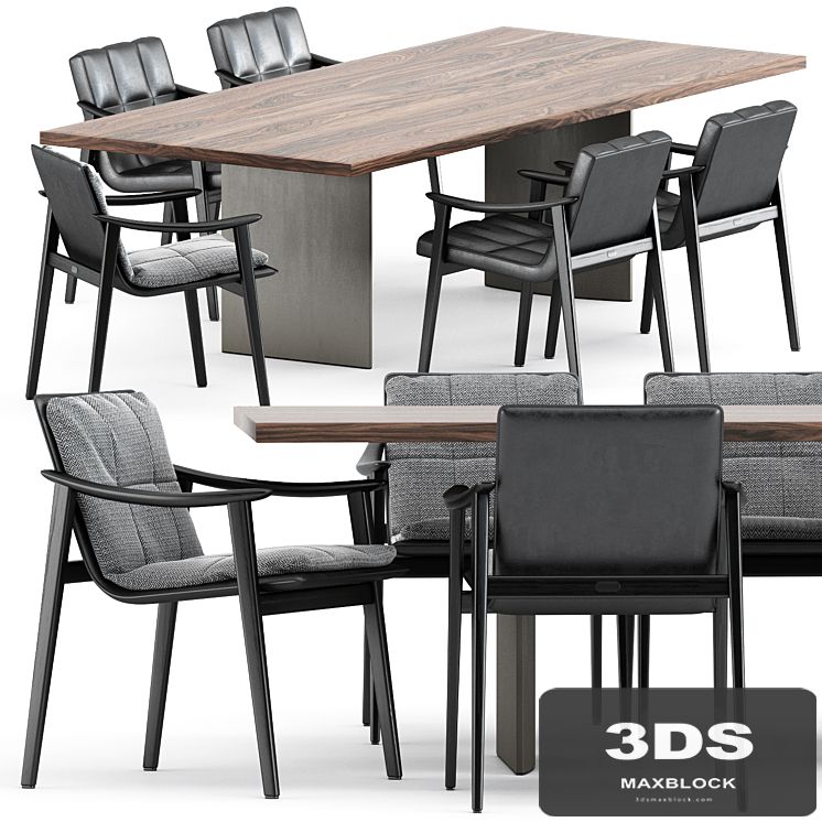 FYNN chair and LINHA DINING TABLE 4 by Minotti