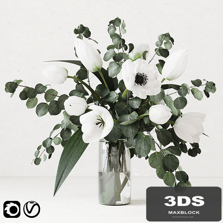 Eucalyptus bouquet with tulips