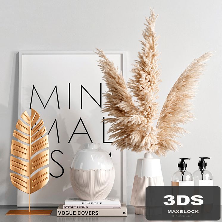 Decorative set with dried flowers