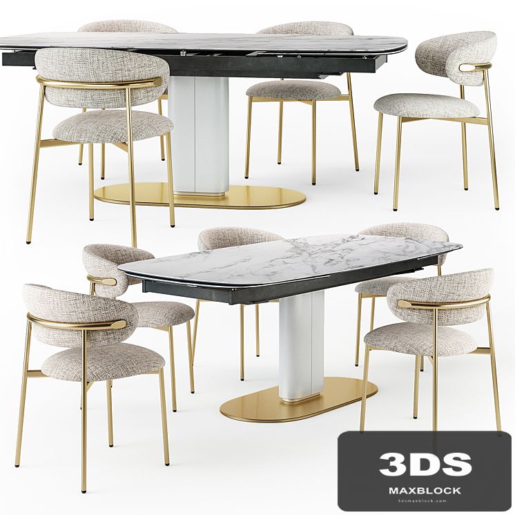 Calligaris Cameo table closed Oleandro chair