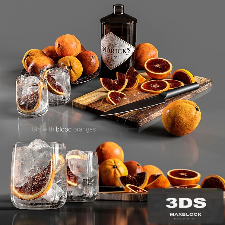 Gin with blood oranges