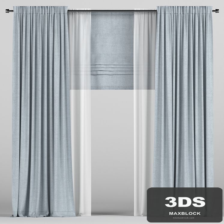 Curtains with tulle and roman.