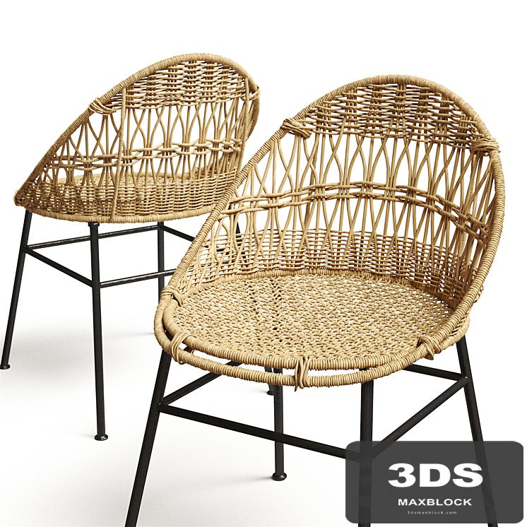 Rounded Wicker Rattan Dining / Desk Chair