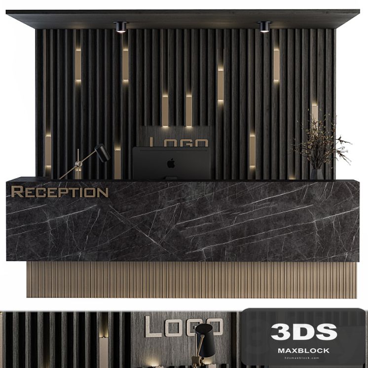 Reception Desk and Wall Decor - Set 04