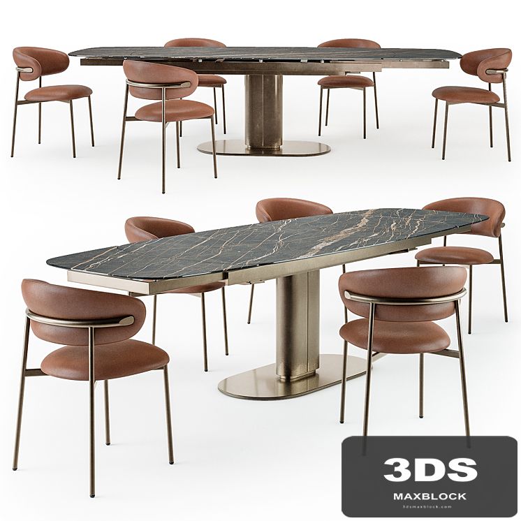 Calligaris Cameo table open Oleandro chair