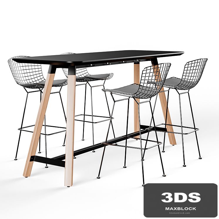Knoll Bertoia Barstool Rockwell Unscripted Tall Table