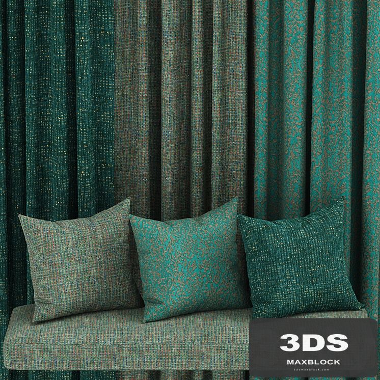 set of fabric materials in green tones3