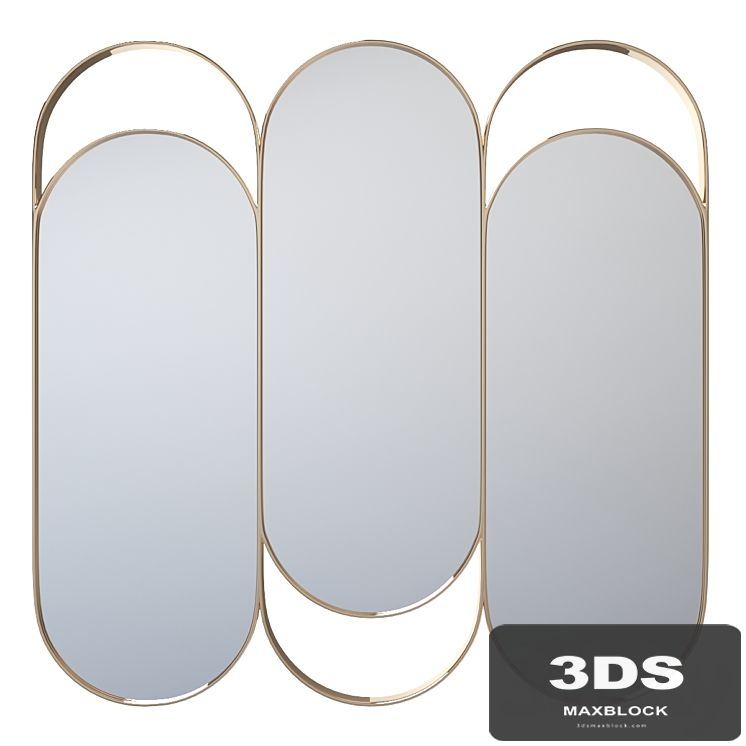 Triple mirror in brass, Alama La Redoute