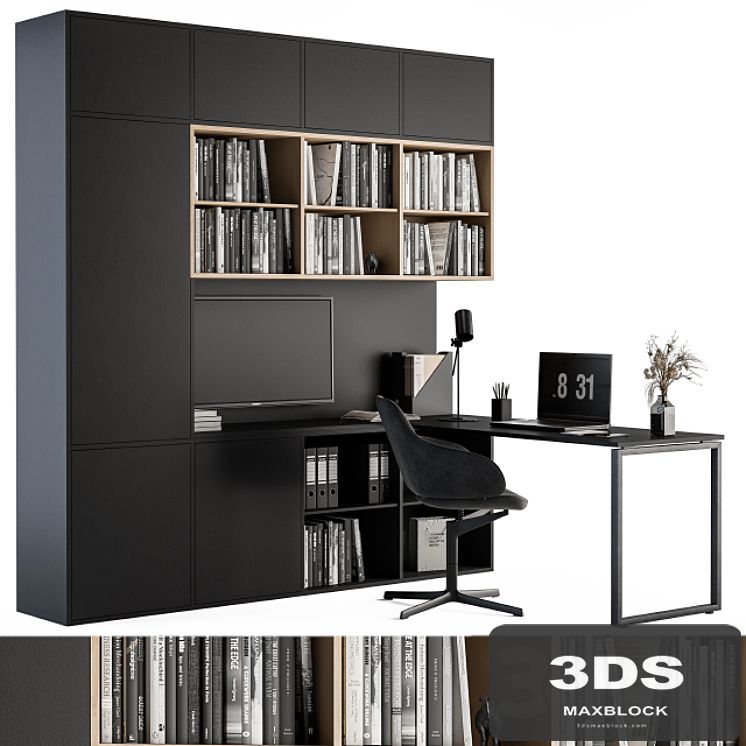 Office Set L Desk With Bookcase