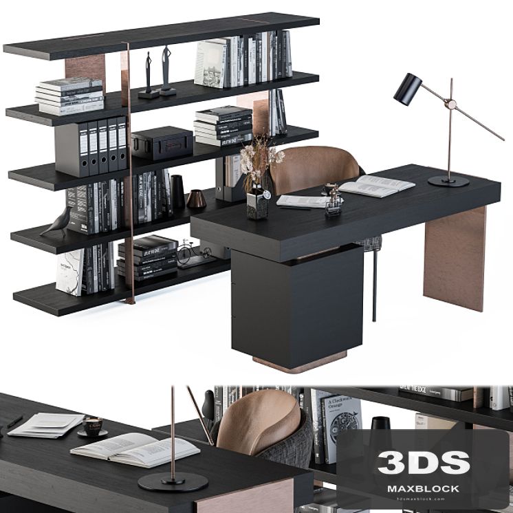 Minotti carson writing table with Rack