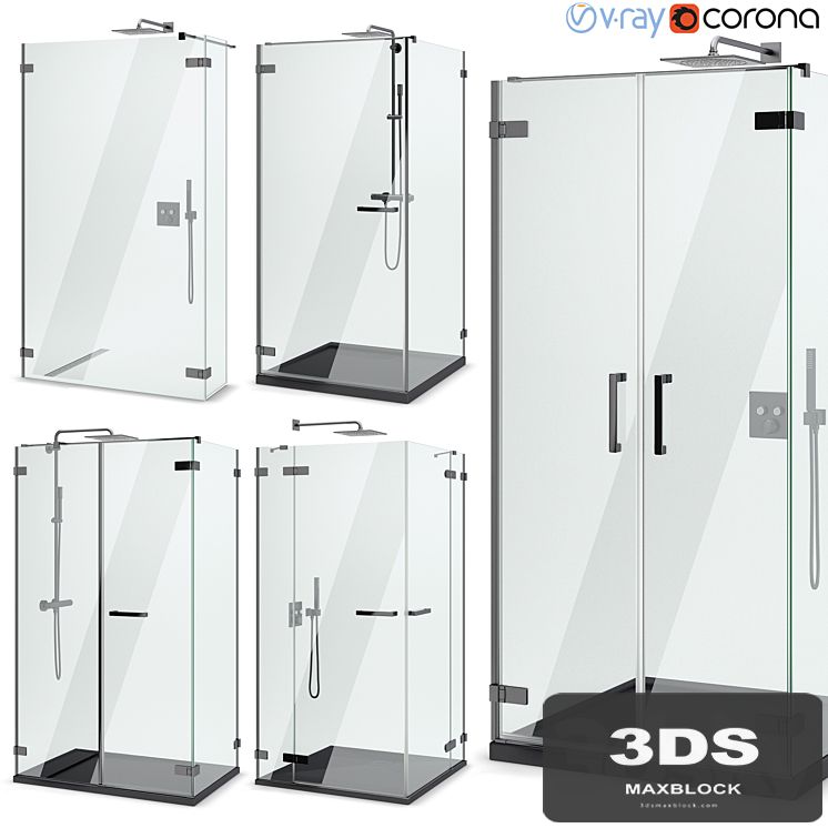 Shower enclosures and doors Radaway | Arta black set 103