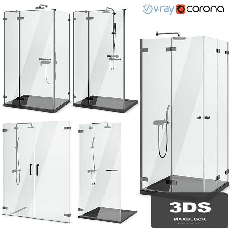Shower enclosures and doors Radaway | Arta black set 104