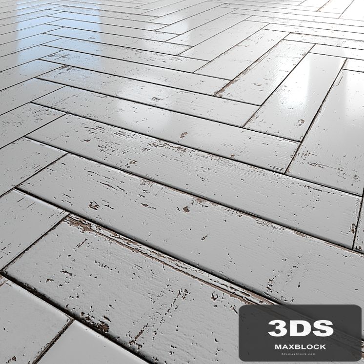 White Painted herringbone parquet - PBR textures