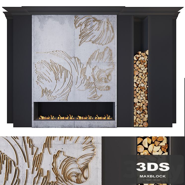 Modern fireplace _ petals