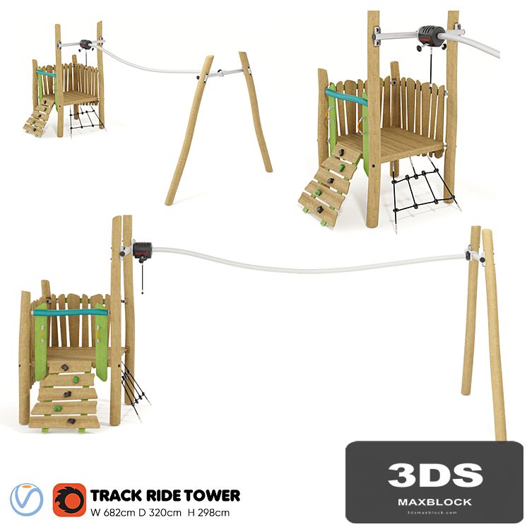 KOMPAN. TOWER WITH A CABLE ROAD