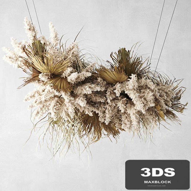 Pendant decor of Pampas grass and dried palm leaves