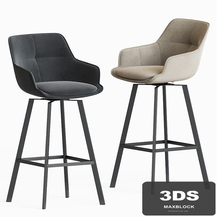 Black Krystoffer Velvet Swivel Bar Stools
