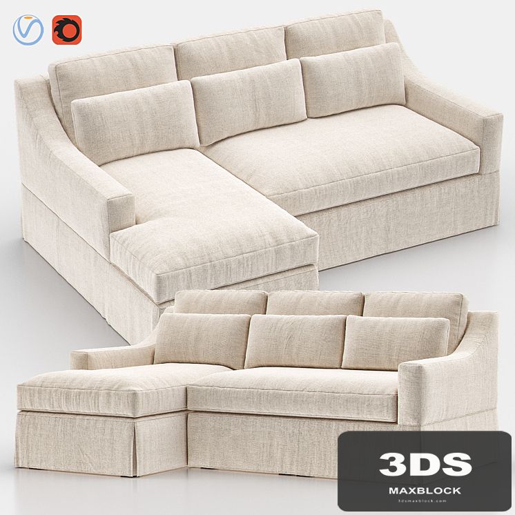 YORK Slope Arm Slipcovered Sofa Chaise Sectional