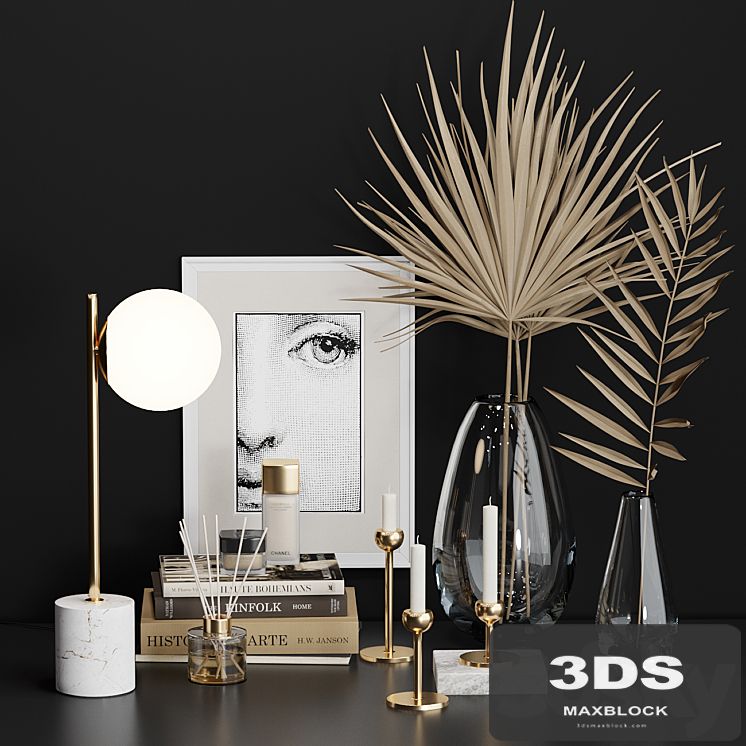 West Elm Decor Set with Dry Palm