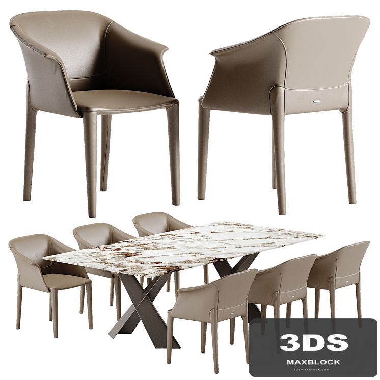 Cattelan Italia Mad Max Keramik table Zuleika chair set