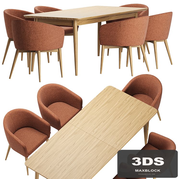 Torino Chair Tate Walnut Extendable Midcentury Dining Table