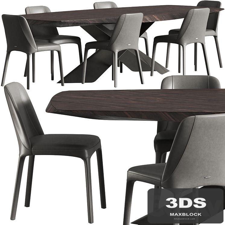 Cattelan Italia Tyron Masterwood and Wilma Chair Dining Set