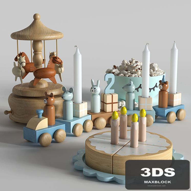 Set of toys with a cake