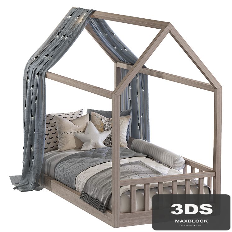 Children's bed in the form of a house