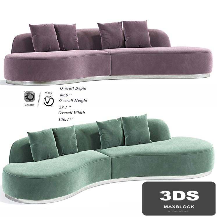 Simona long curved sofa