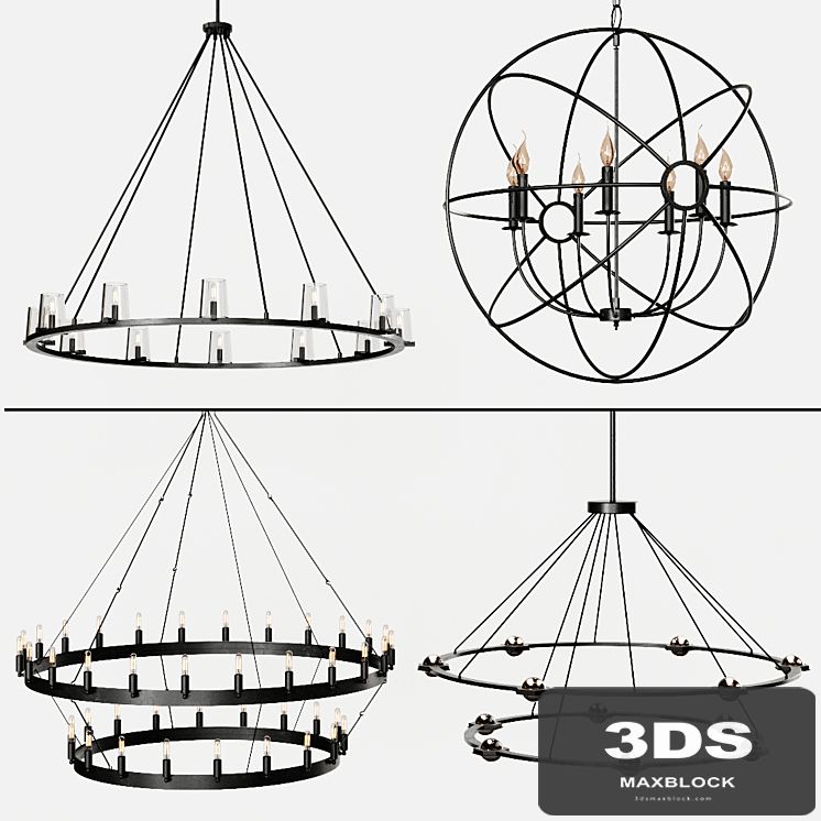 4 type Restoration Hardware Round Chandelier Set 004