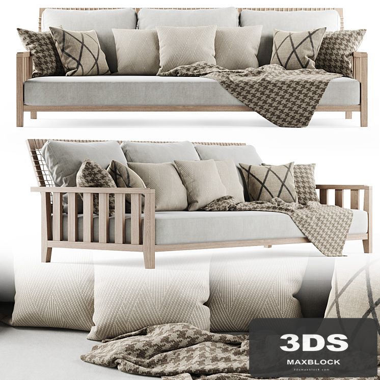 Three-seater garden sofa with plaid / Three-seater garden sofa with plaid