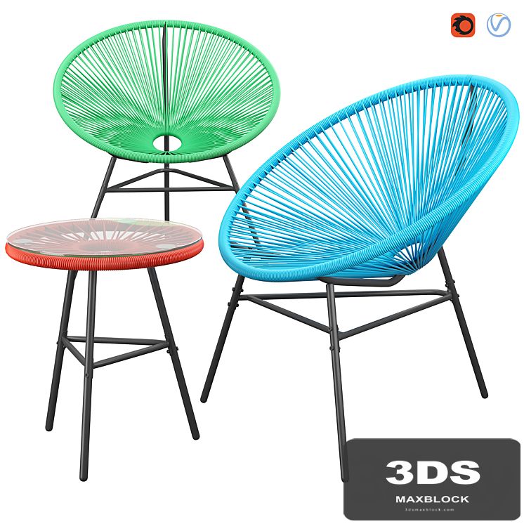 Garden Chairs Acapulco Pe Rattan with Table