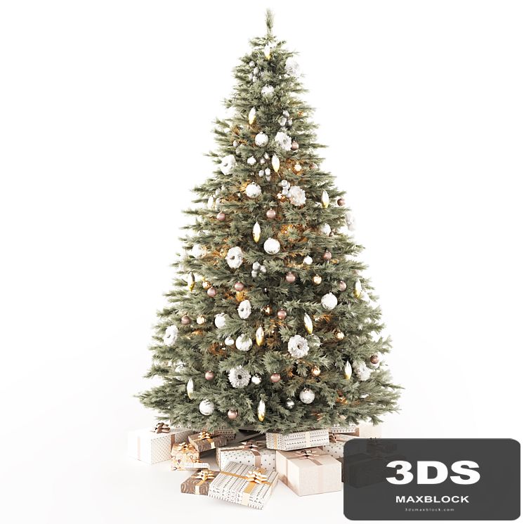 Decorated Christmas tree model with gifts