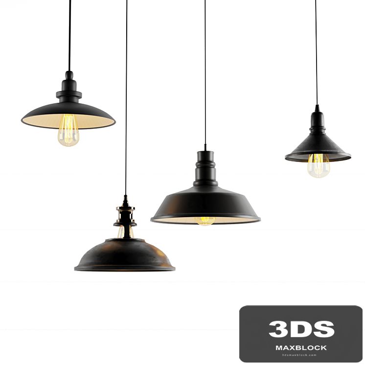 4 black cast industrial chandeliers