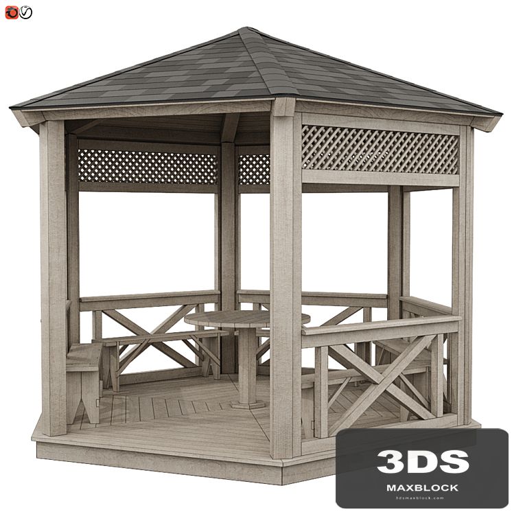Garden Gazebo made of wood 03