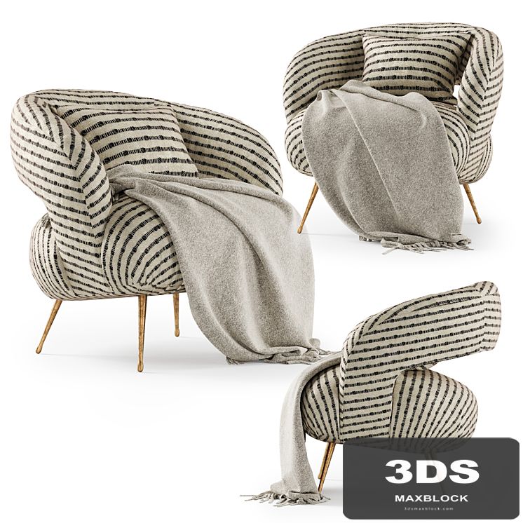 Kelly Wearstler Laurel Lounge chair with plaid / Laurel Lounge chair