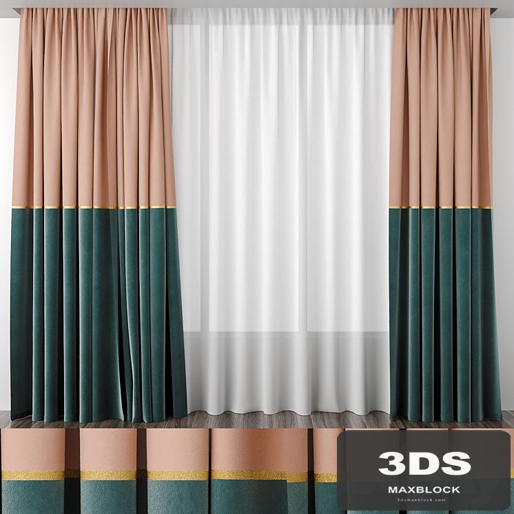 Curtains peach and emerald 50/50