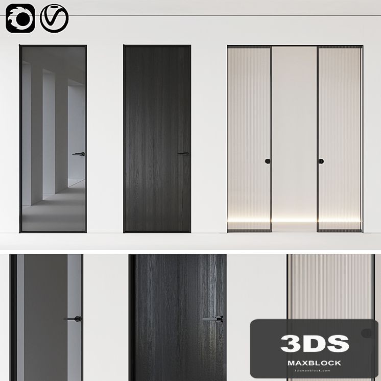 Aladin Swing Mono and Pocket door by Glas Italia Set 01