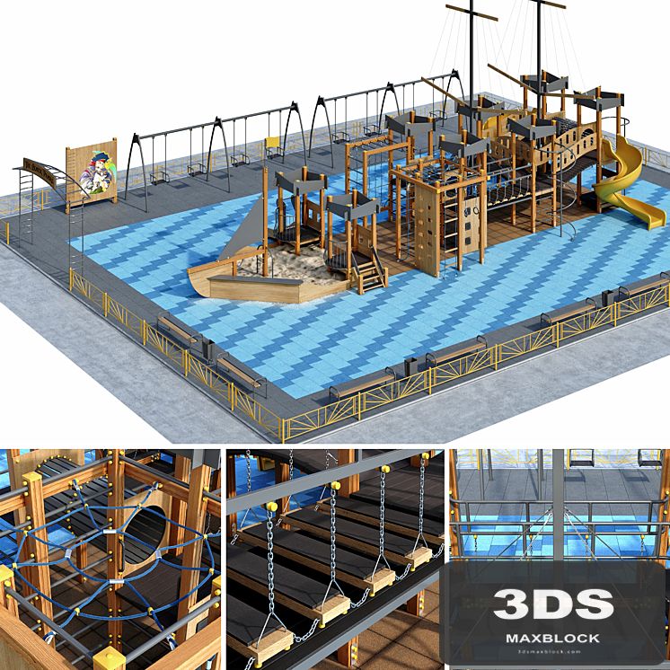 Children playground "Pirate ship". Boat. Sailboat