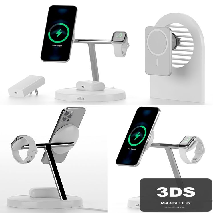 3-in-1 Wireless Charger with MagSafe for iPhone 12 Pro, Apple Watch and AirPods PRO Car Air Vent Mount with MagSafe