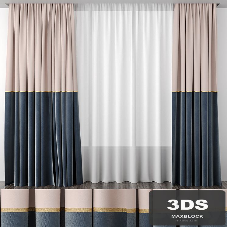 Curtains baked milk and gray-blue 50/50