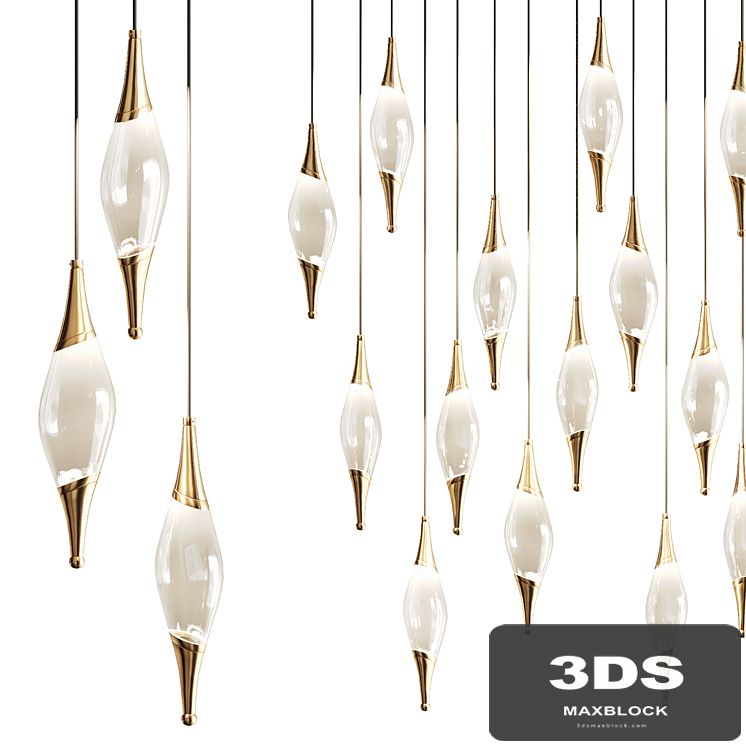Drop pendant lamp with metal tips FAME