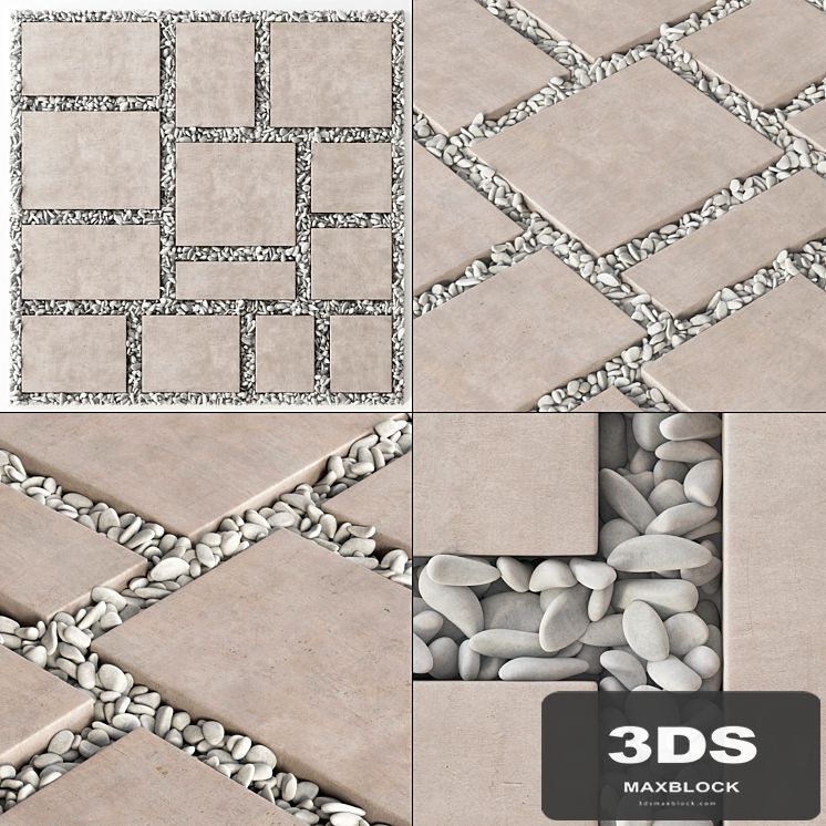 Paving tile square pebble n2 / Paving tile square of pebble slabs