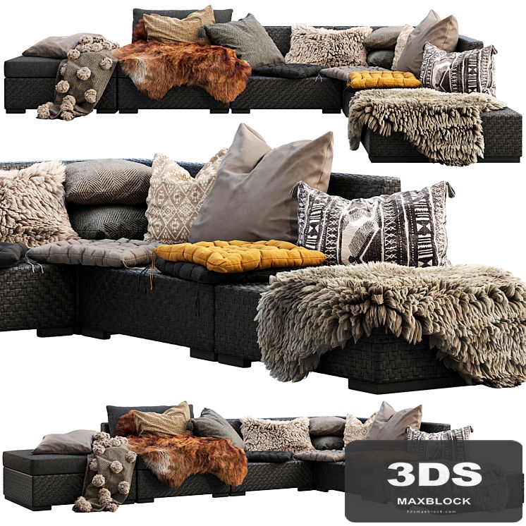 Brown Jordan 4M outdoor wicker modular sofa