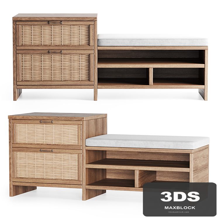 Wooden rattan couch