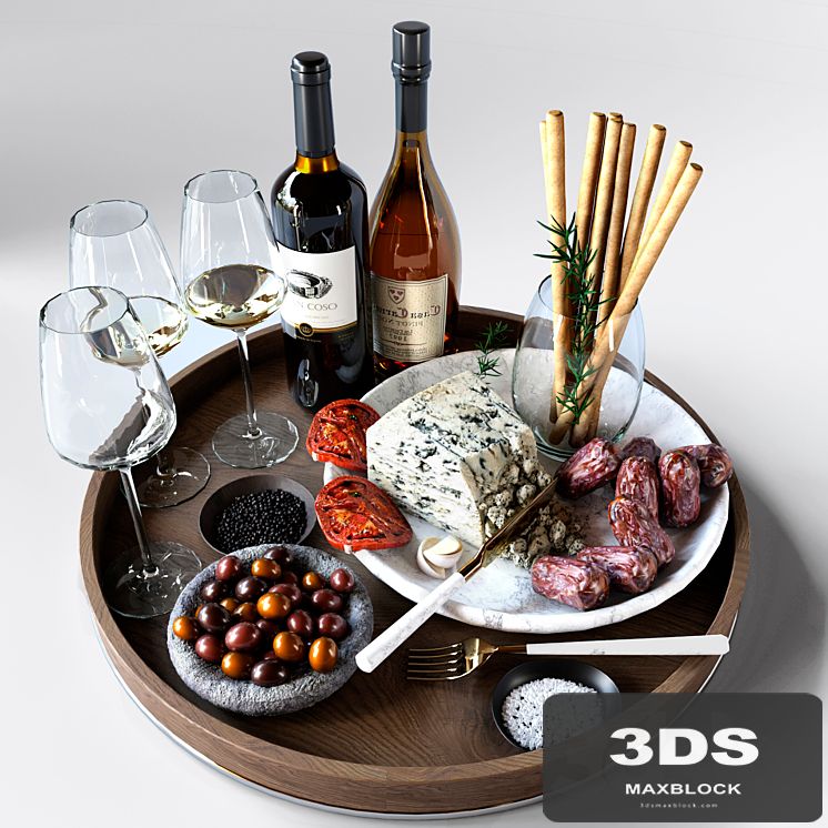 Cheese plate with sausages and wine. Alcohol