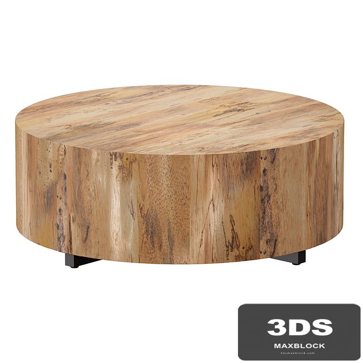 Dillon Spalted Primavera Round Wood Coffee Table (Crate and Barrel)